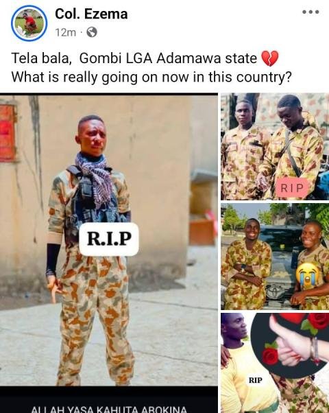 Photo: Four soldiers and forest guard lose their lives as Boko Haram attack Adamawa communities