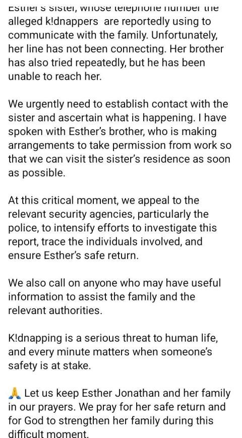 Photo: Woman reportedly kidnapped on her way to work in Abuja
