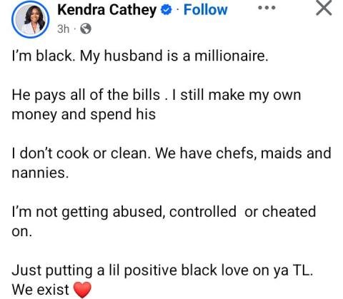 Photo: My husband pays all of the bills. I don’t cook or clean. - Black woman says